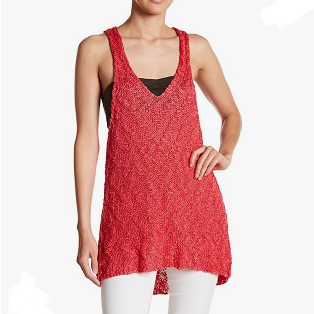 Free People Chevron Crochet Sweater Racerback